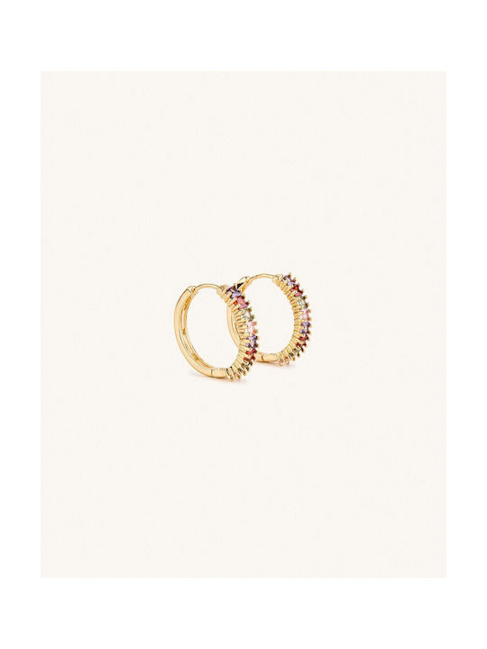 Earrings Hoops made of Steel Gold Plated with Stones