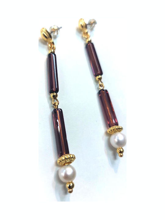 Angelo Barreta Earrings Gold Plated with Stones & Pearls