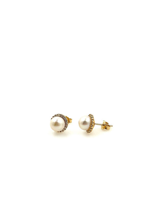 CHrysolithos Earrings made of Gold 14K with Stones & Pearls