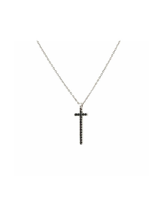 White Gold Cross 9K with Chain