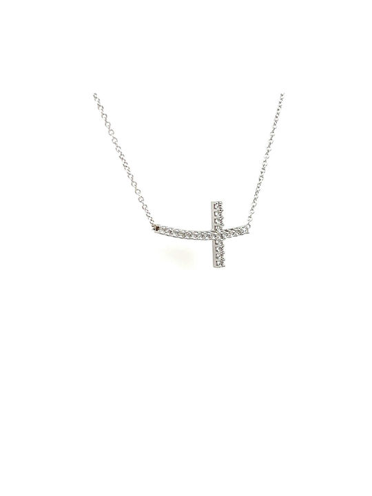 White Gold Cross 9K with Chain