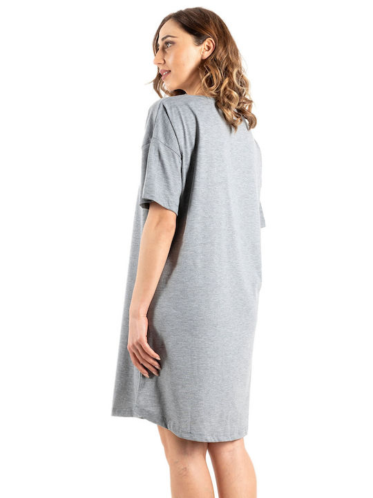 Vienetta Secret Summer Cotton Women's Nightdress Gray