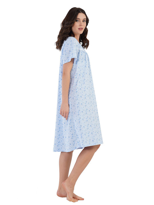 Vienetta Secret Summer Cotton Women's Nightdress Light Blue Vienetta Vienetta