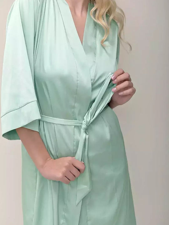 Bonatti Sommer Damen Satin Robe Grün Maida