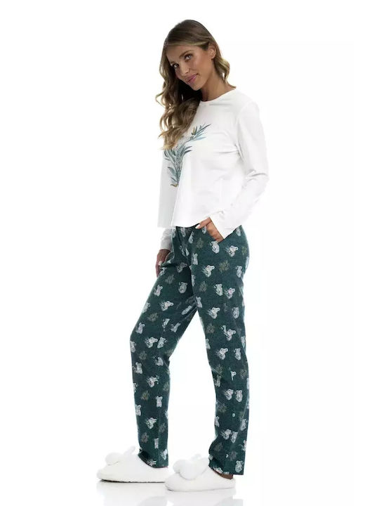 Bonatti Winter Damen Pyjama-Set Baumwolle Weiß