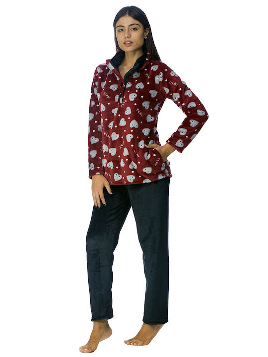 Koyote Winter Women's Pyjama Set Velvet Burgundy