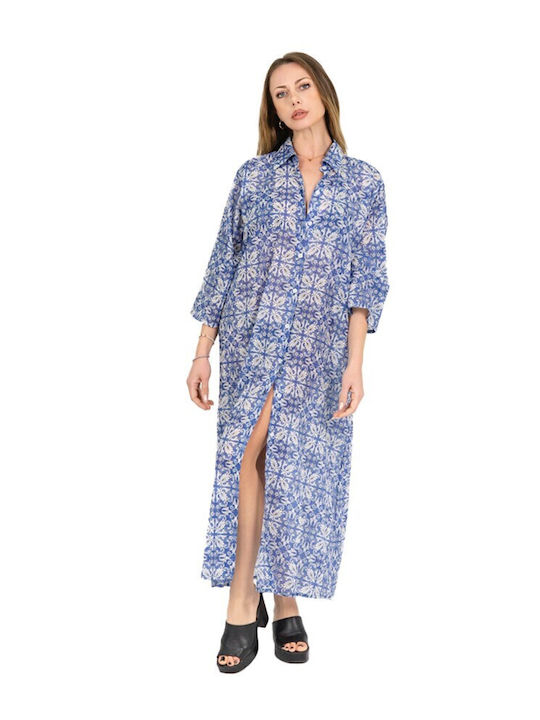 Aquablue Feminin Lung Caftan de Plajă Albastru