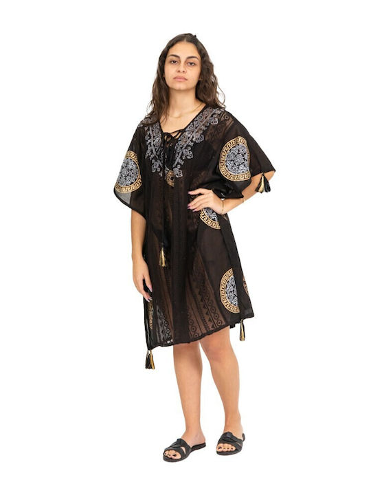 Aquablue Feminin Scurt Caftan de Plajă Negru