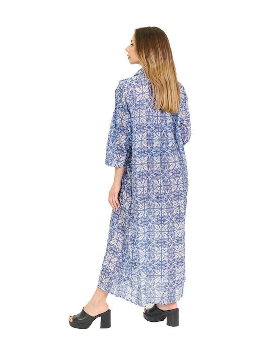 Aquablue Feminin Lung Caftan de Plajă Albastru