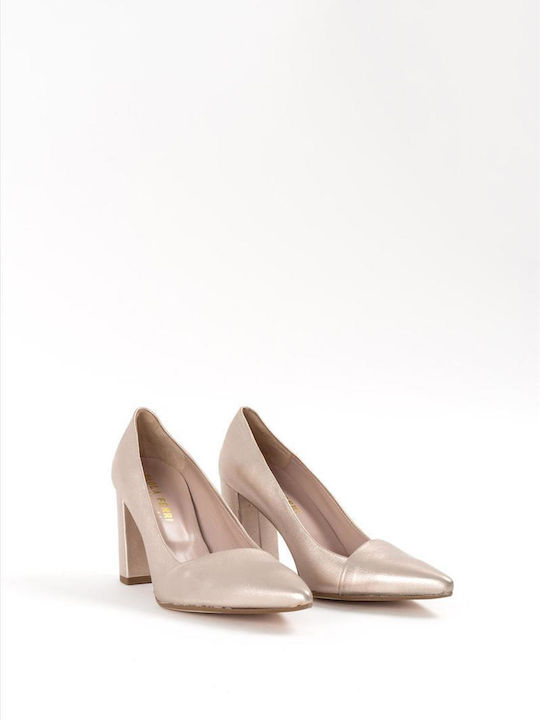 Paola Ferri Leather Gold Heels