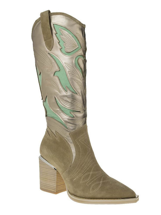 Alma en Pena High Heel Cowboy Boots Green