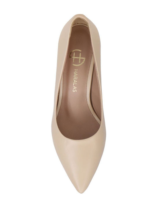 Leather Beige Heels