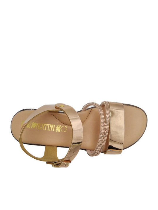 Meridian Leather Women's Flat Sandals Anatomic in Gold Color