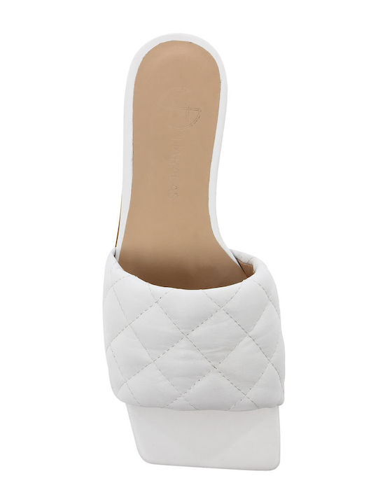 Leather Women's Flat Sandals in White Color