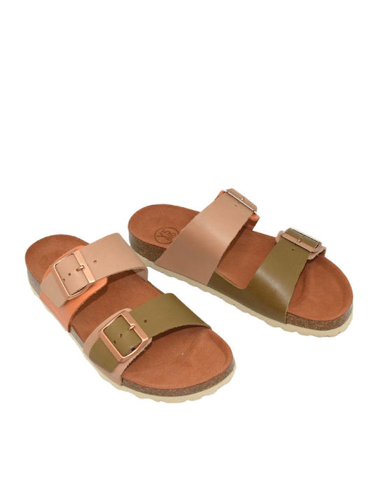 Leather Women's Flat Sandals Anatomic in Beige Color