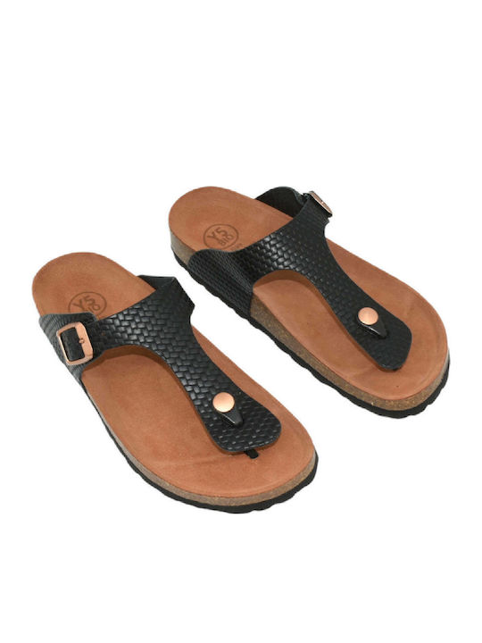 Leather Women's Flat Sandals Anatomic in Black Color