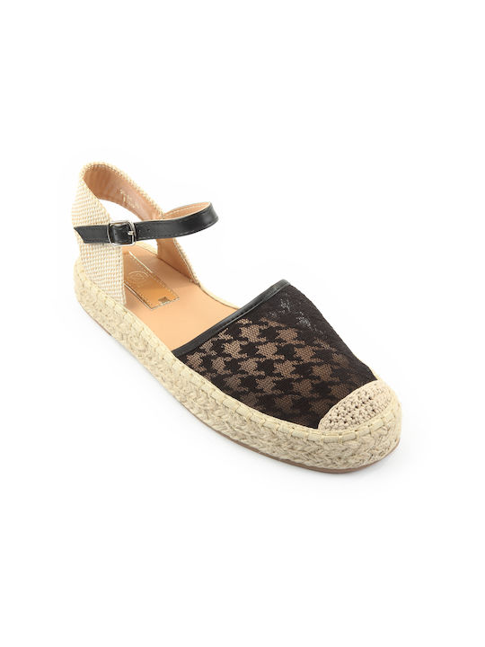 Fshoes Geflochtene Damen Espadrilles in Schwarz Farbe