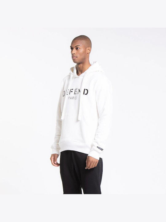 Defend Paris Men's Sweatshirt with Hood and Pockets White