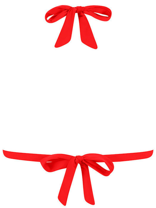 MrMiss Padded Triangle Bikini Top with Ruffles Red