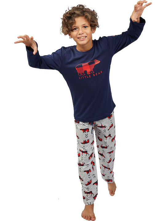 Vienetta Secret Pijama pentru copii De iarnă Din bumbac Albastru marin Vienetta Secret Pijama pentru copii De iarnă Din bumbac Albastru marin