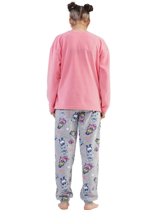 Vienetta Secret Παιδική Πιτζάμα Χειμωνιάτικη Fleece Ροζ