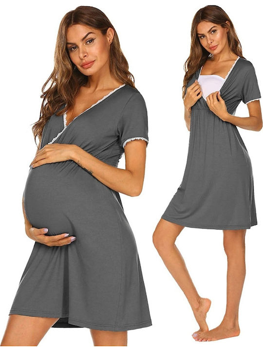 Summer Maternity Mini Dress Gray