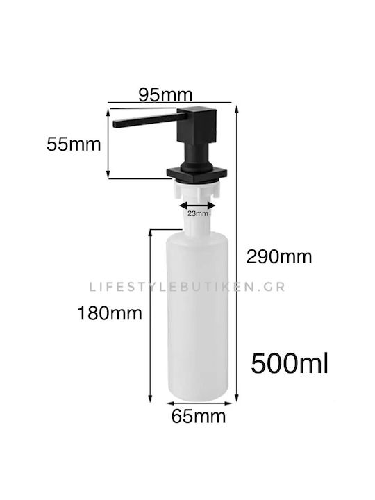 Naron Εντοιχιζόμενο Dispenser Κουζίνας Μεταλλικό Μαύρο 500ml