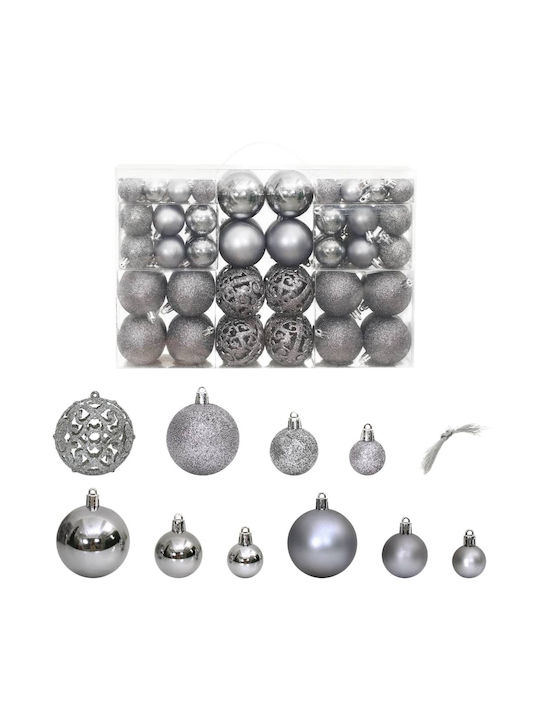 vidaXL Christmas Glass Ball Ornament Gray 12x36cm 100pcs