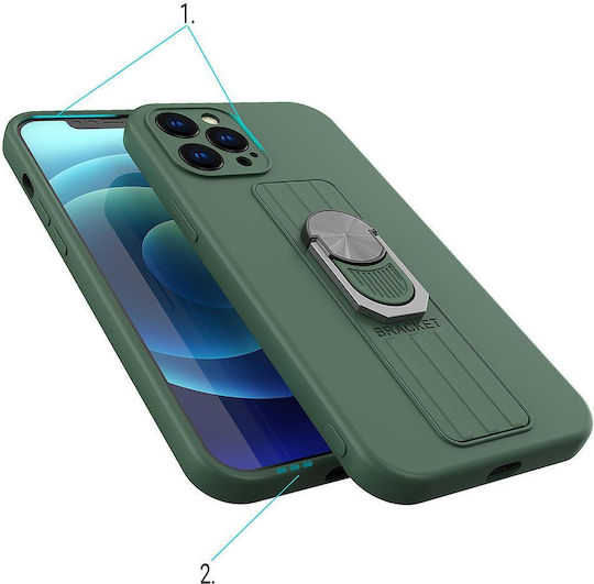 Finger Grip Back Cover Silicone Black (Galaxy S21 Ultra)