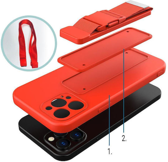 Seil Rückseite Umschlag Silikon 1mm mit Nackenriemen Rote (Galaxy A53)