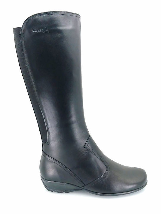 Boxer Leder Damenstiefel Schwarz