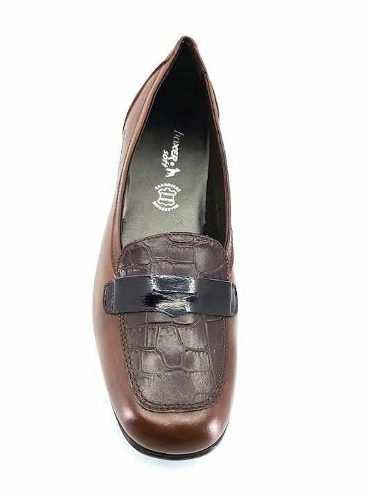 Leather Women's Loafers in Brown Color