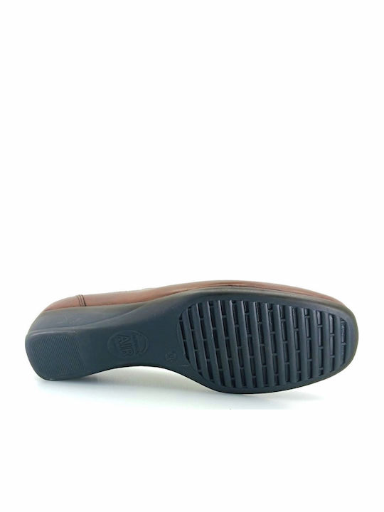 Leather Women's Loafers in Brown Color