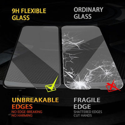 Flexible Hybrid Glass 5D Vollflächig gehärtetes Glas Schwarz (iPhone 15 Pro)