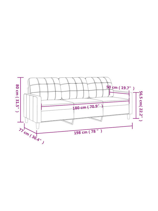 Dreisitzer Sofa Dunkles Grau 198x77x80cm
