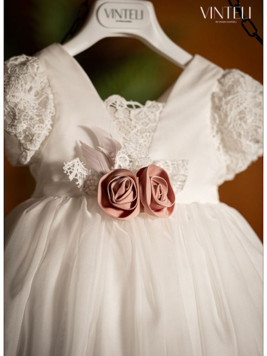 Vinte li Ecru Baptism Dress with Lace
