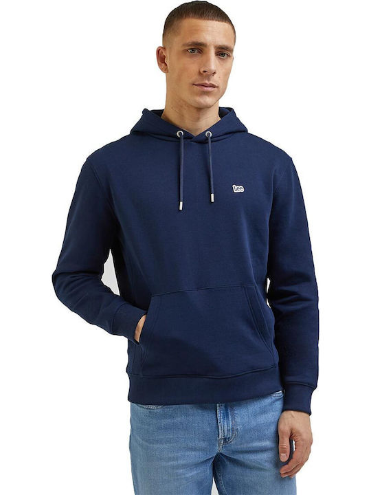 Plain Sweatshirt with Hood Navy Blue
