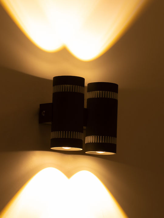 GloboStar Cannonal Wall-Mounted Outdoor Spot LED IP20 20W with Warm White Light Double Beam 12x6.5x11cm
