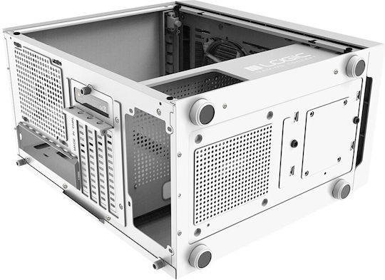 Logic Atos Gaming Mini Tower Κουτί Υπολογιστή με Πλαϊνό Παράθυρο και RGB Φωτισμό Λευκό