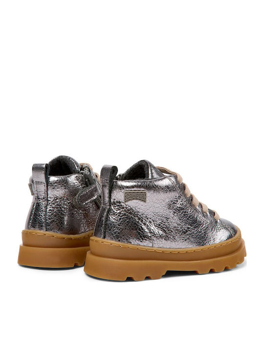 BRUTUS Kids Boots from Patent Leather with Zipper Gray