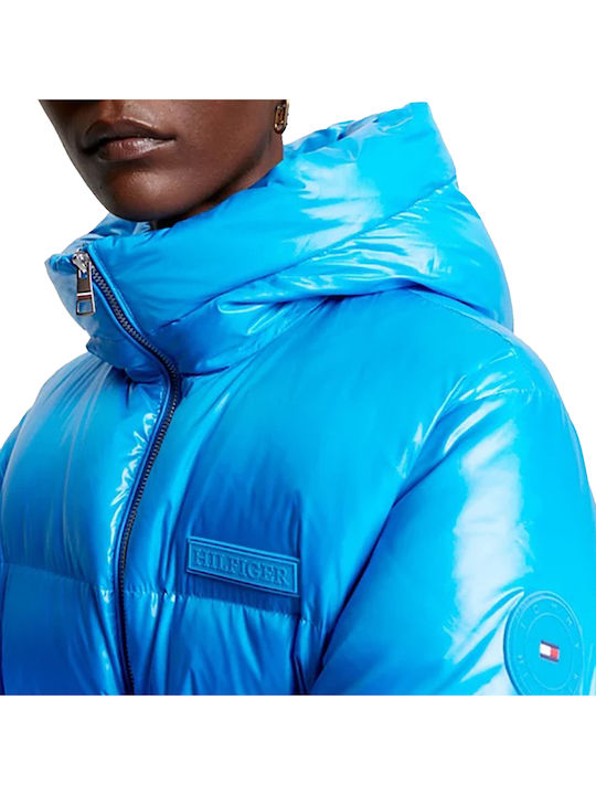 Kurz Damen Puffer Jacke für Winter Türkis