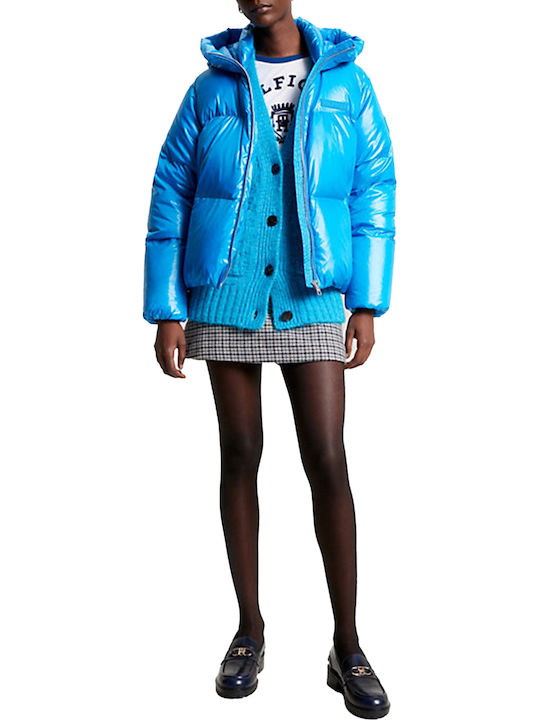 Kurz Damen Puffer Jacke für Winter Türkis