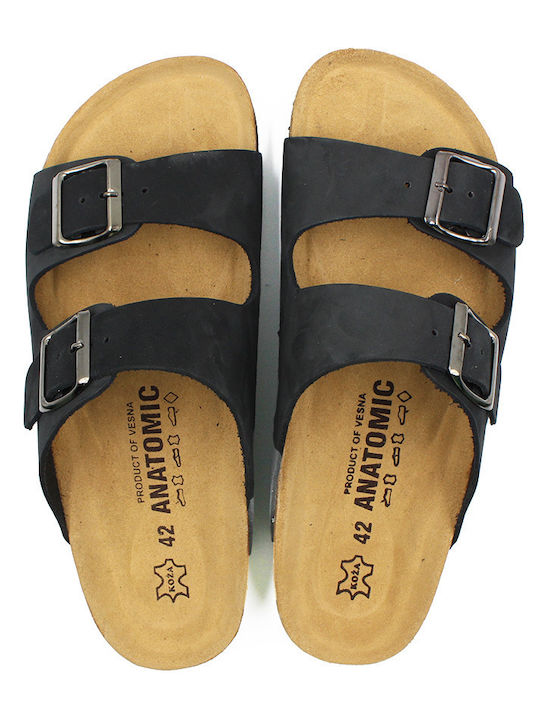 Leder Herrensandalen in Schwarz Farbe
