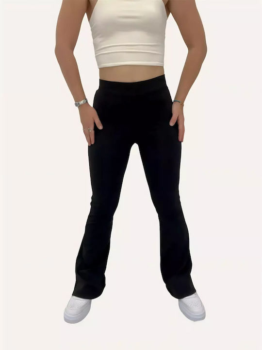 Sila Sella Women's Fabric Trousers Push-up Flare Black