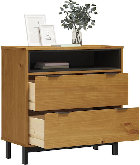 Chest of Drawers of Solid Wood with 2 Drawers Brown 80x40x80cm