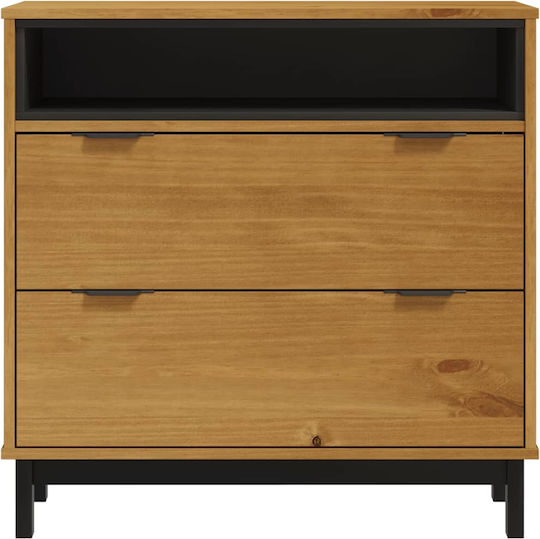 Chest of Drawers of Solid Wood with 2 Drawers Brown 80x40x80cm