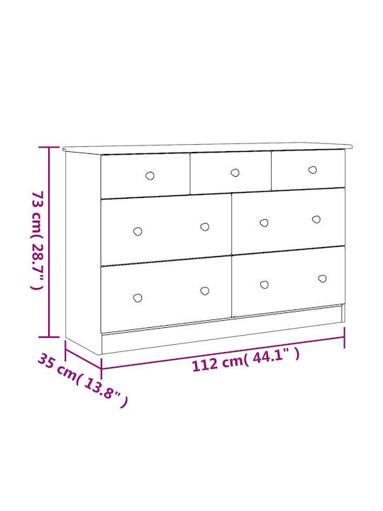 Συρταριέρα Κρεβατοκάμαρας mit 7 Schubladen White 112x35x73cm