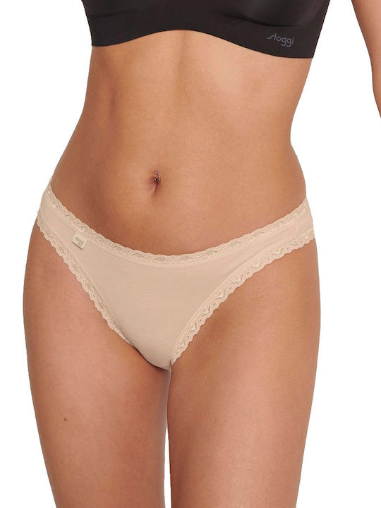 24/7 Weekend Tanga Βαμβακερά Femei Slip 3Pack Bej