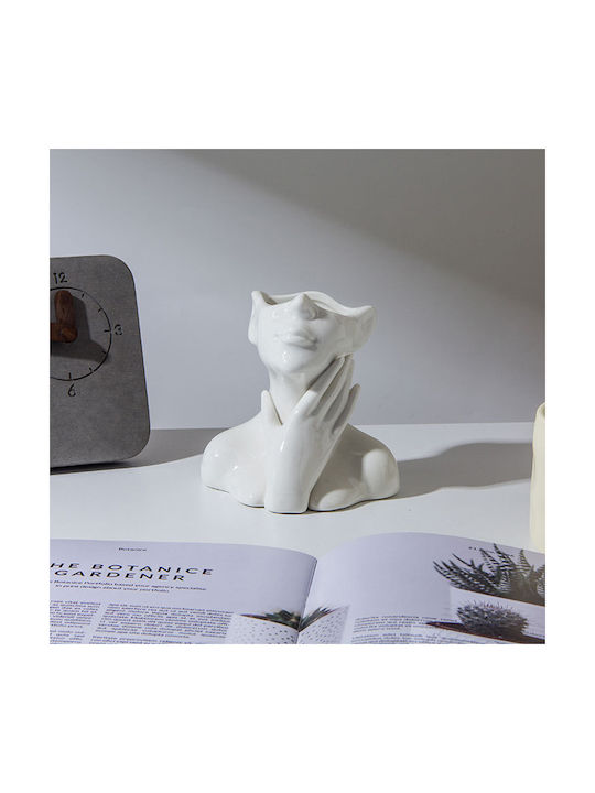 KOART | Malvina White Ceramic Vase in the shape of a woman's face 18X9.5X20.5CM