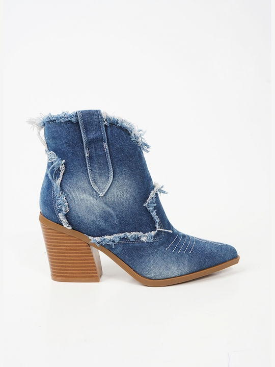 Piazza Shoes Γυναικεία Μποτάκια Cowboy Μπλε